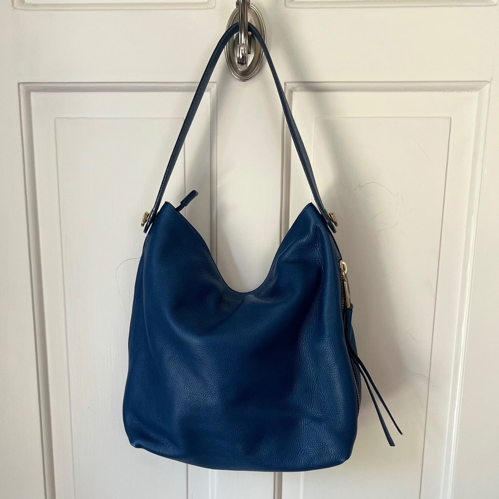 Fossil Hobo Pebble-Leather Handbag - Blue